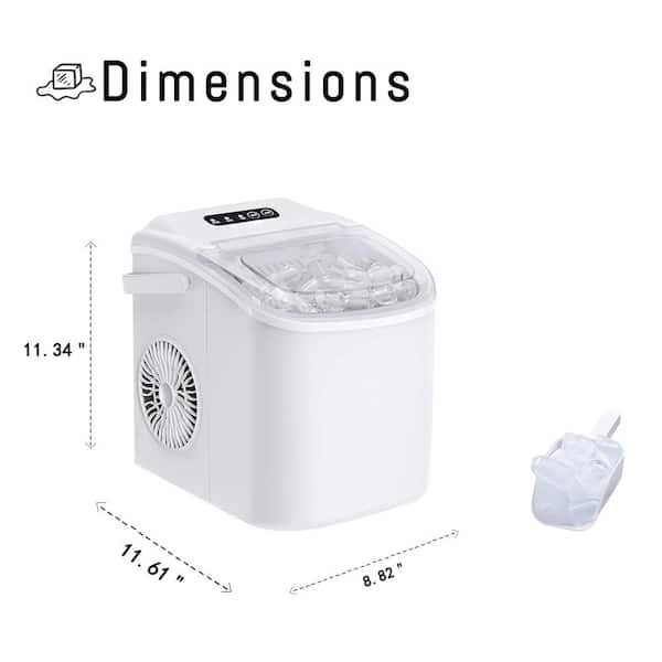 8.8 in. Ice Production Per Day 26 lbs. Bullet Portable Ice Maker in White with Transparent Cover, 2-Sizes Ice Cubes