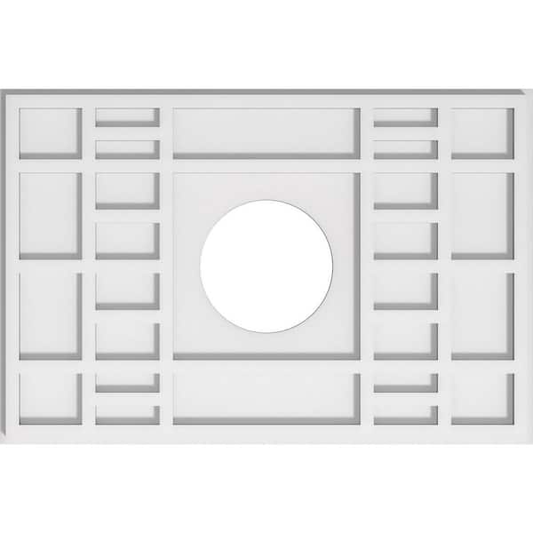 Ekena Millwork 24 in. W x 16 in. H x 6 in. ID x 1 in. P Beaux Architectural Grade PVC Contemporary Ceiling Medallion
