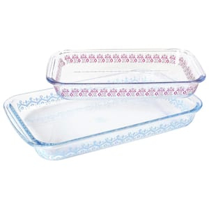 2-Piece 3.1 Qt. and 2.3 Qt. Glass Baker Set in Blue and Pink