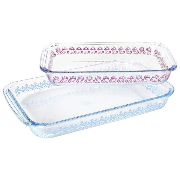 Spice BY TIA MOWRY 2-Piece 3.1 Qt. and 2.3 Qt. Glass Baker Set in Blue and Pink