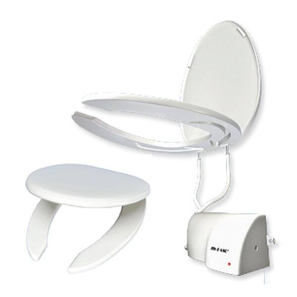 JON-E-VAC Elongated Open Front Toilet Seat with Lid and Ventilated System in White