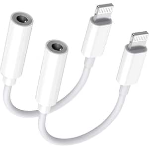 White Rubber Headphone Jack Adapter 3.5mm Audio Cord Adapter Dongle Compatible for iPhone