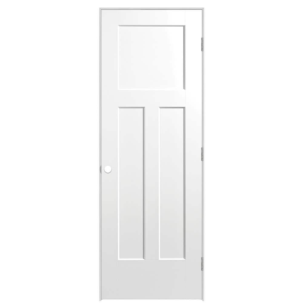 28 in. x 80 in. 3-Panel Winslow Left-Hand Solid Core Ultra-Pure White Molded Composite Single Prehung Interior Door price history on PriceWatchPro