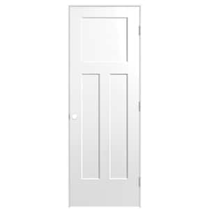 28 in. x 80 in. 3-Panel Winslow Left-Hand Hollow Core Ultra-Pure White Molded Composite Single Prehung Interior Door