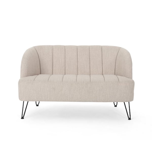Unbranded Lupine 49.5 in. Beige/Black Polyester 2-Seater Loveseat with Slope Arms