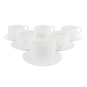 Simply White 6-Pcs 3.75 in. Porcelain Cups With Saucers Set