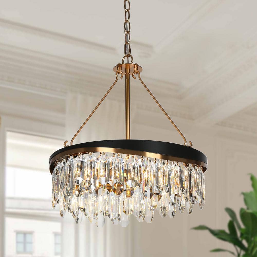 LNC Zephyrine 4-Light Matte Black and Plating Brass Crystal