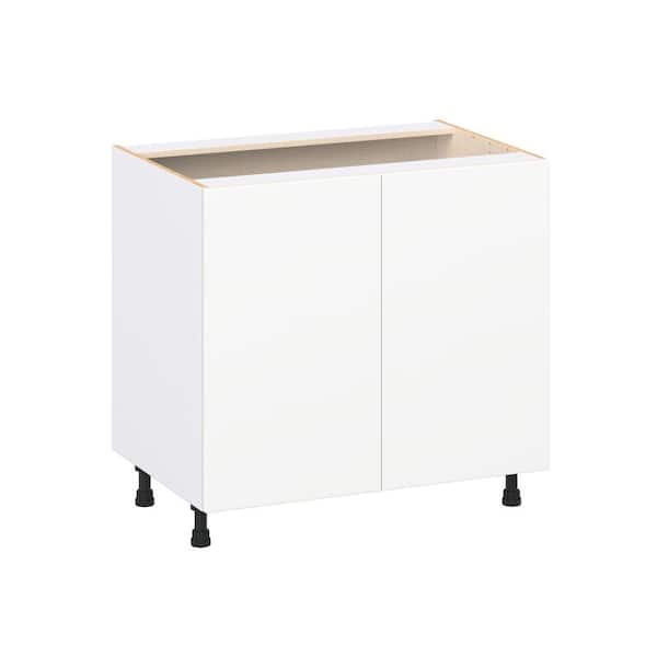 Timberline 36 in. W x 24 in. D x 34.5 in. H Assembled Slab Base Kitchen Cabinet in Bright White with 3-Inner Drawers