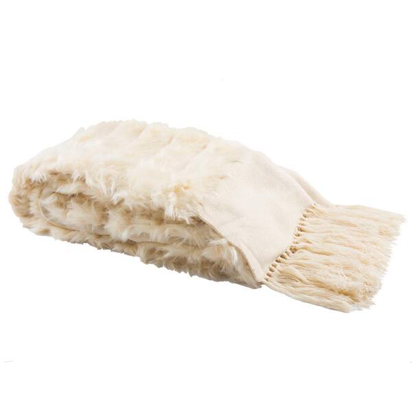 SAFAVIEH Faux Fur Alexi Cream Throw Blanket