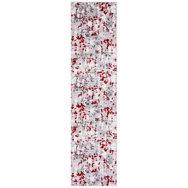Skyler 2 ft. x 8 ft. Gray/Red Geometric Runner Rug