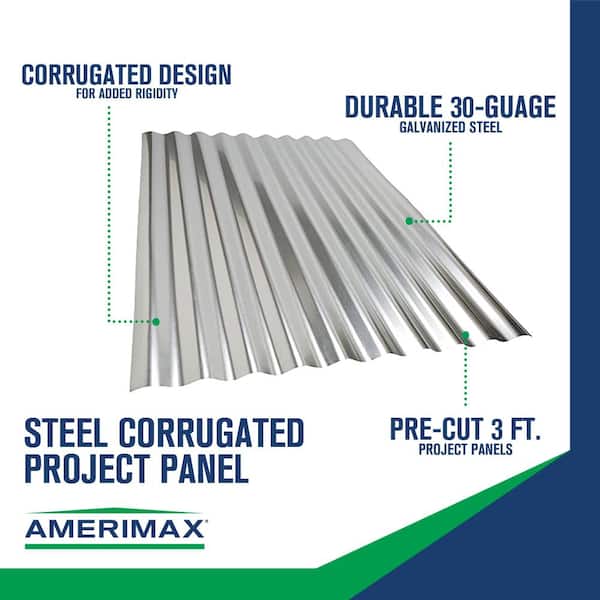 Amerimax Home Products - 3 ft. Galvanized Steel Corrugated Project Panel (3-Pack)
