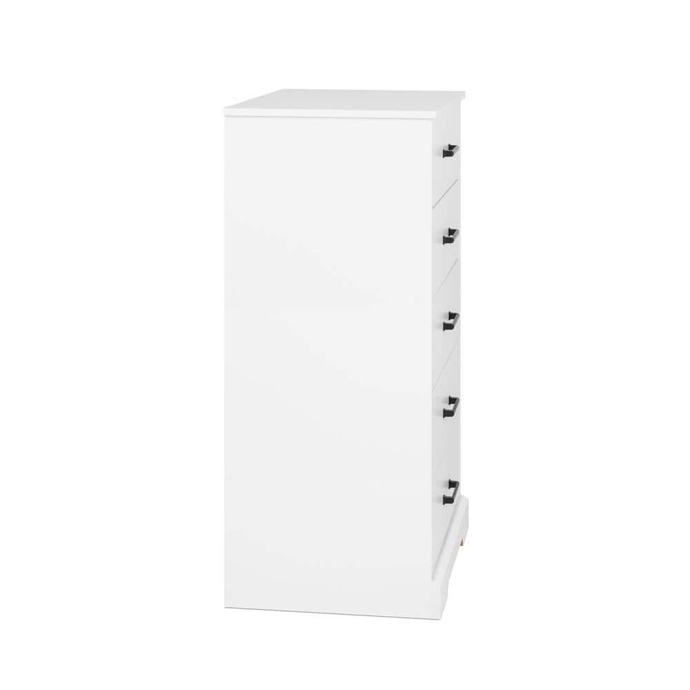 White Farmhouse 5-Drawer Vertical Dresser
