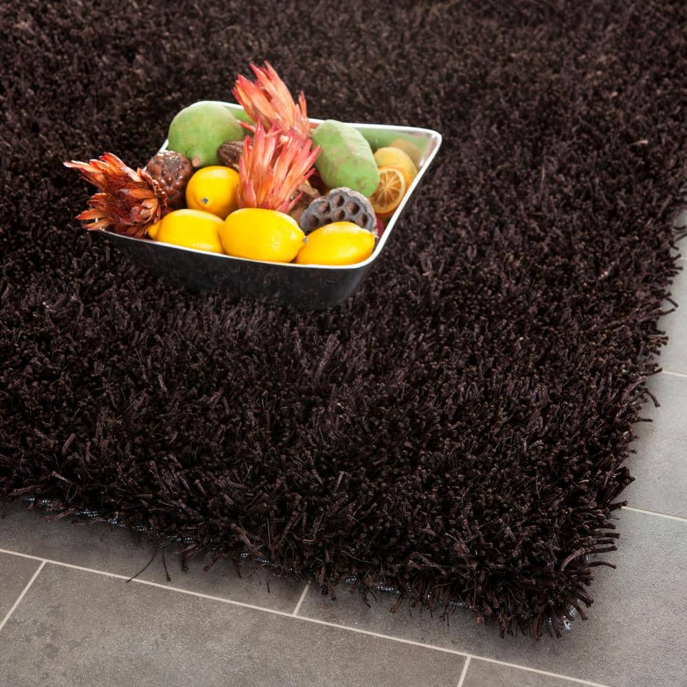 Chocolate 8' x 10' Tufted Shag Synthetic Area Rug