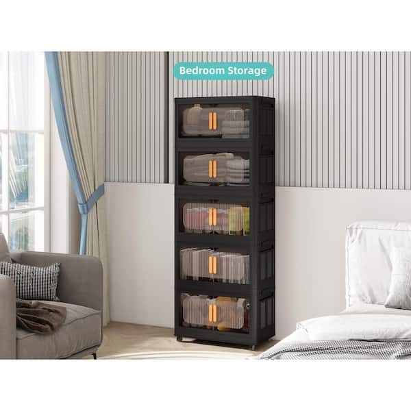 CSC DECOR INC 50 in. H Black Plastic Folding Storage Cabinet with
