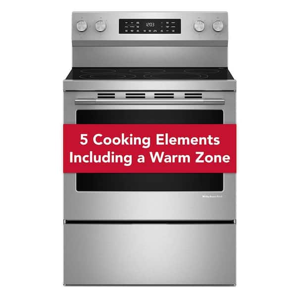 30 in. 5 Element Freestanding Electric Range in PrintShield Stainless Finish with Convection Cooking Modes
