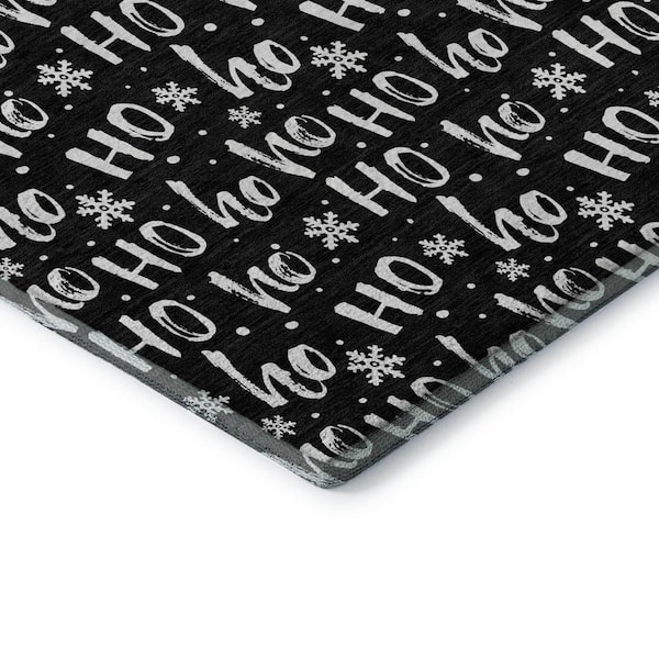 Mayfield Premium Machine Washable Abstract AMF1814 Black 3 ft. x 4 ft. Area Rug