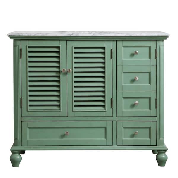 Unbranded Timeless Home 42 in. W x 22 in. D x 35 in. H Single Bathroom Vanity in Vintage Mint with White Marble and White Basin