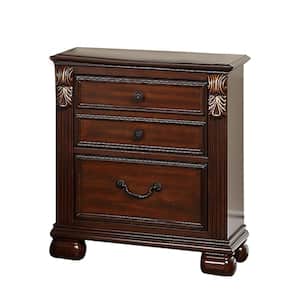 Barstow 2-Drawer 28 in. H x 25 in. W x 16 in. D Cherry Red Wooden Nightstand