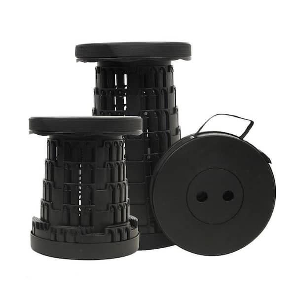 Capacity Max 660 lb. Foldable Retractable Camping Stool for Adults Outdoor Fishing Hiking Gardening Travel BBQ, Black