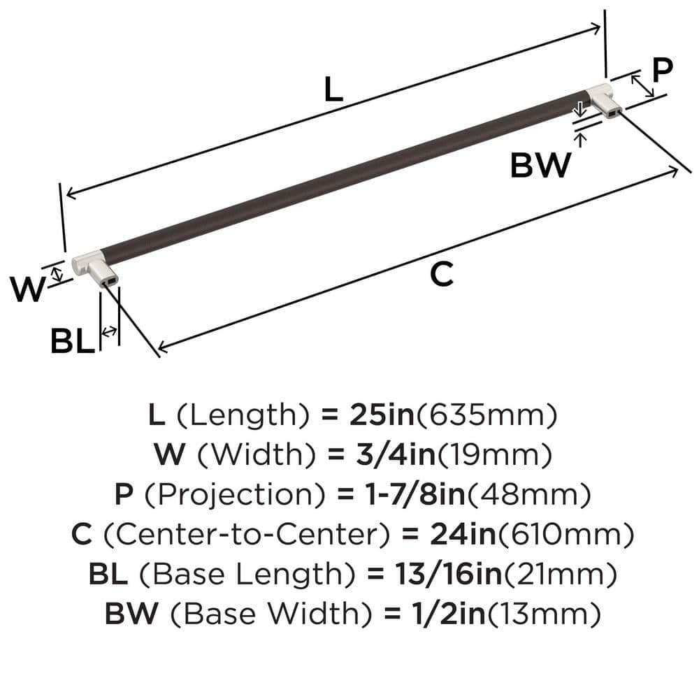 24-inch Satin Nickel and Oil-Rubbed Bronze Appliance Pull