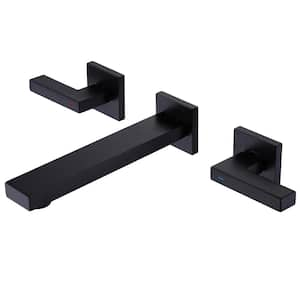 2-Handle Wall Mounted Bathroom Faucet Roman Tub Faucet in. Matte Black