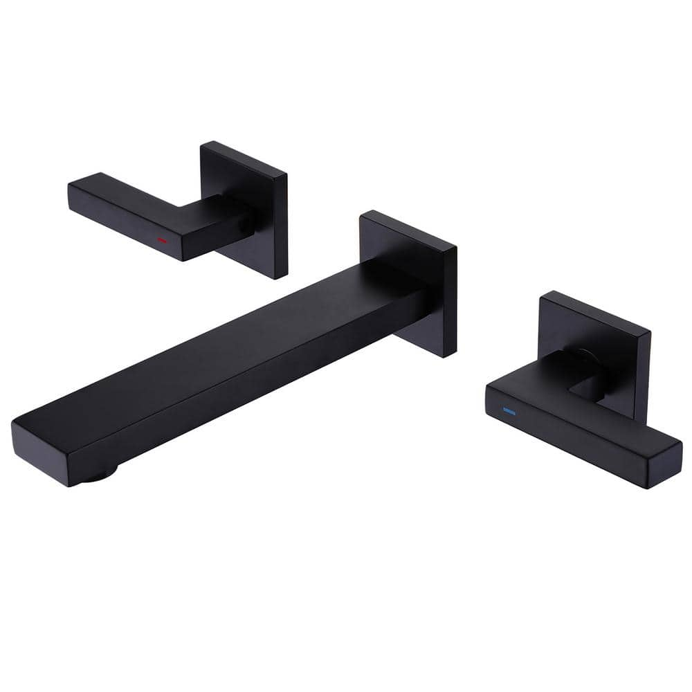 BWE Two-Handle Wall Mounted Bathroom Faucet In Matte Black A-93015-B ...