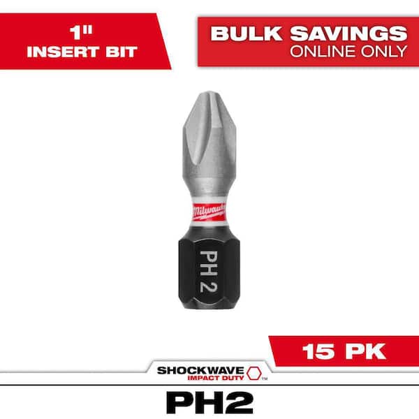 SHOCKWAVE Impact Duty 1 in. Phillips #2 Alloy Steel Insert Bit (15-Pack)