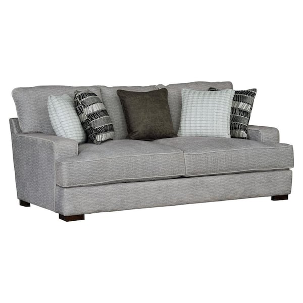 Furniture of America Niel 96 in. Straight Arm Fabric Straight T-Seat Cushion Sofa In Gray