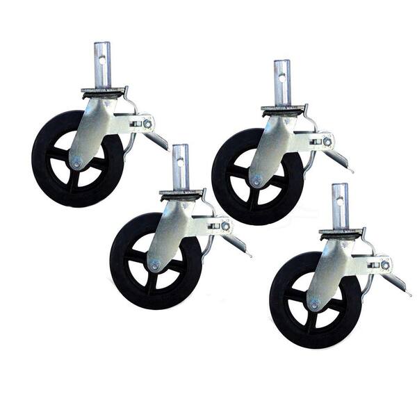 PRO-SERIES 8 in. Caster with Foot Brake 2000 lb. Load Capacity (4-Pieces)