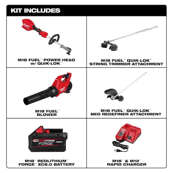 M18 FUEL 18V 16 in. Brushless Cordless QUIK-LOK String Trimmer/Blower 8.0 Ah FORGE Combo Kit w/ Bed Redefiner Attachment