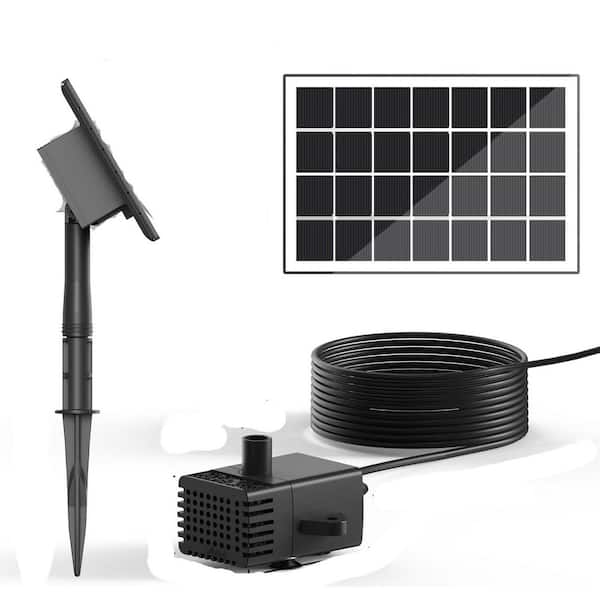 Phewnyzo Solar Fountain Kit Glass Panel Water Pump Black 3.5W 2000mAh Battery Works in Shade 7 Nozzles Outdoor Water Feature