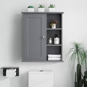 Helia 23.6 in. W x 7.1 in. D x 27.6 in. H Bathroom Storage Wall Cabinet in Gray Ready to Assemble