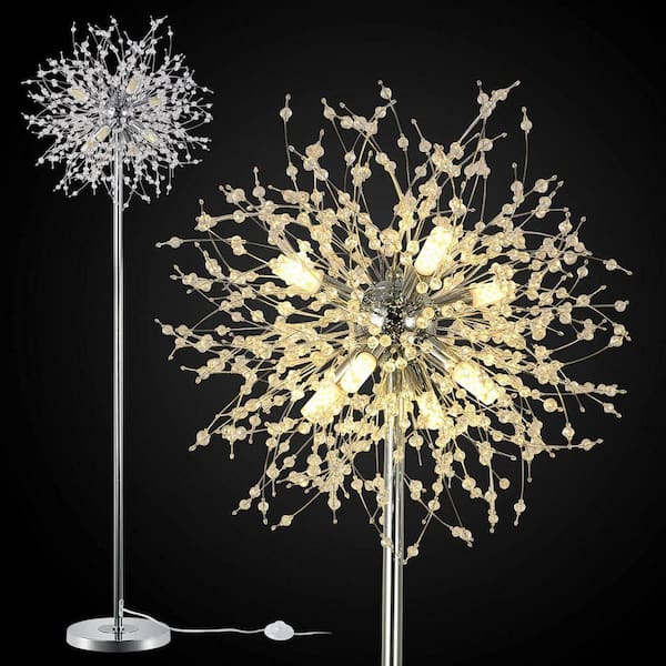 Jushua 84 in. H 4-Light Black Multi-head Arc Floor Lamp Half with
