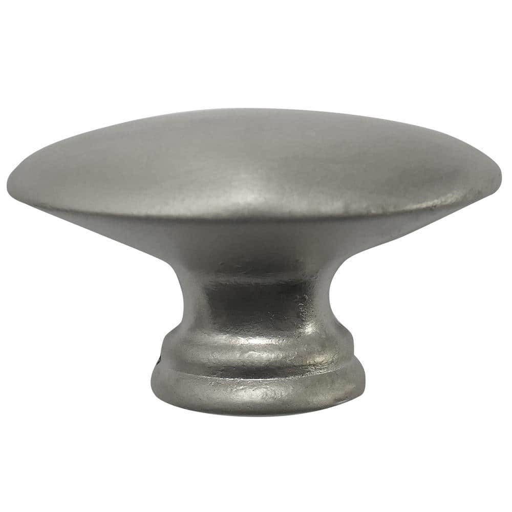Satin Pewter Oval Knob with Mounting Hardware, 1.5-Inch