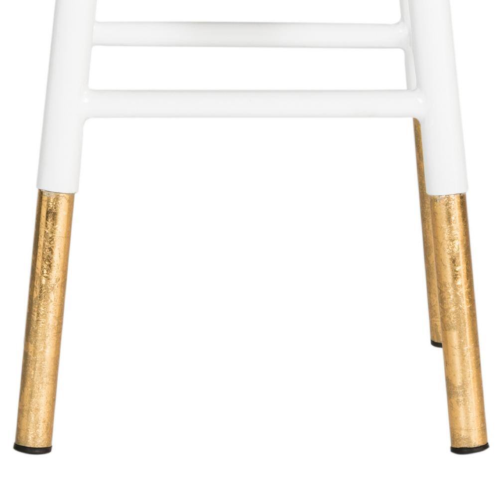 White and Gold Iron Backless Counter Stool