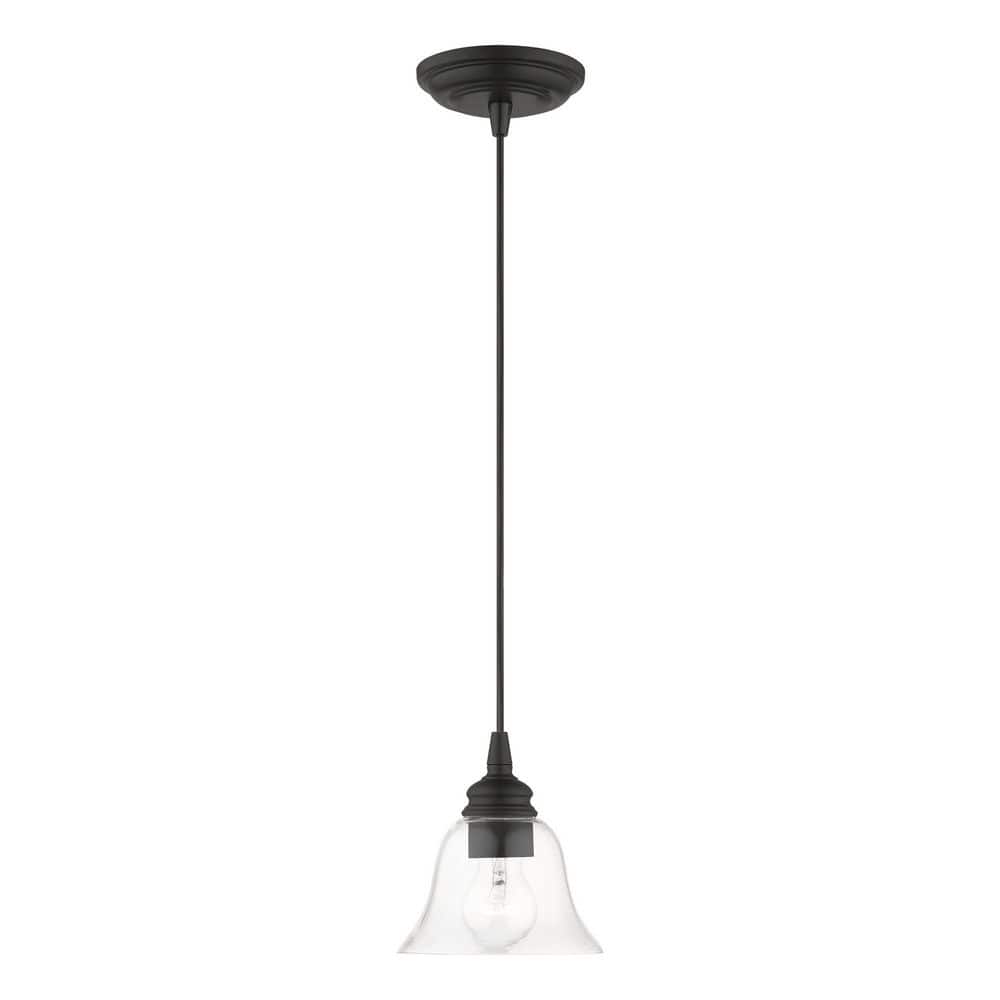 Black Hand-Blown Glass 1-Light Pendant for Indoor/Outdoor Use