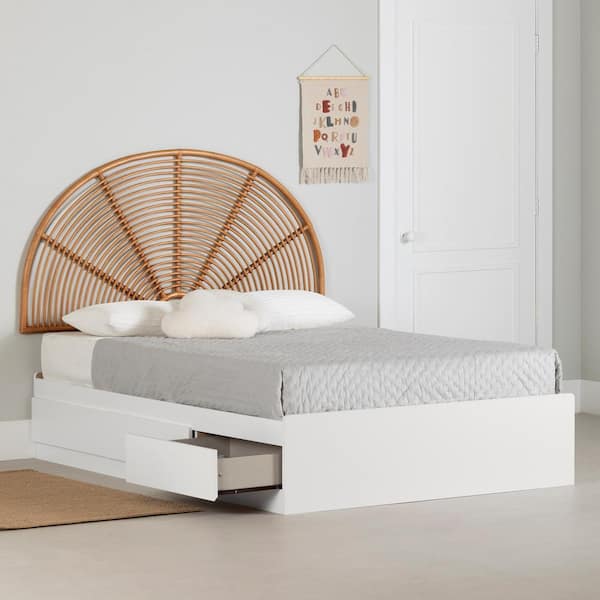 South Shore Bloom White and Natural 56 in. Bed