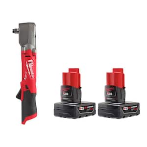 M12 FUEL 12V Lithium-Ion Brushless Cordless 1/2 in. Right Angle Impact Wrench With 3.0 Ah Battery Pack (2-Pack)