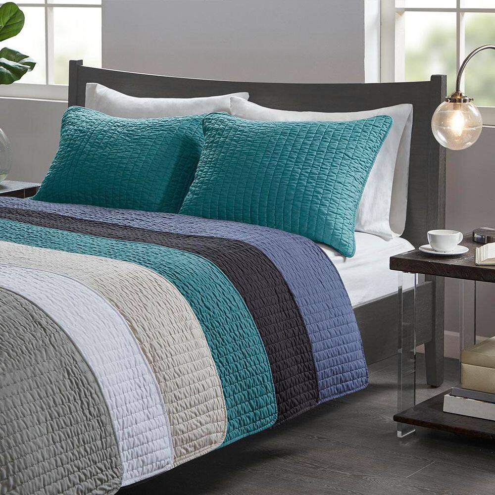 White Twin Reversible Microfiber Quilt Coverlet Set