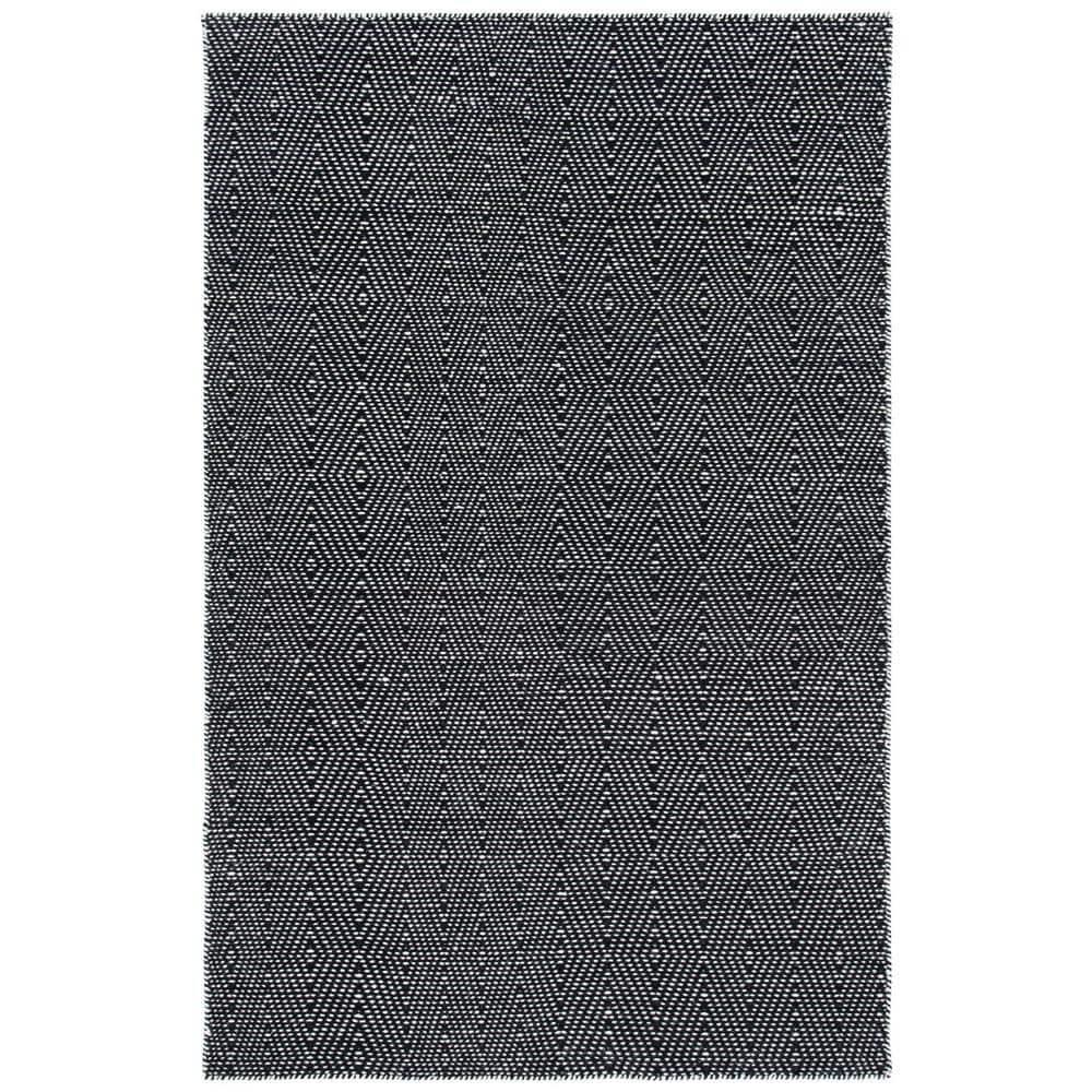 Black and Ivory Wool Flat Woven 4' x 6' Area Rug