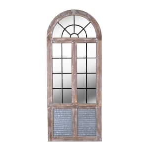 Oversized Arch Distressed Wood Antiqued Classic Mirror (63 in. H x 26 in. W)