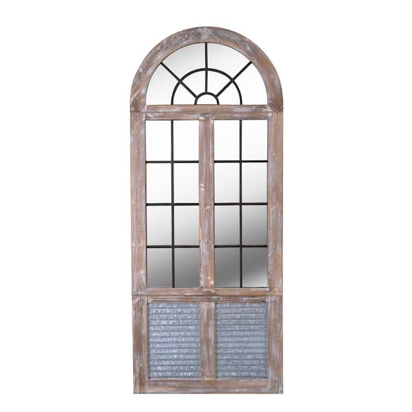 Manor Brook Oversized Arch Distressed Wood Antiqued Classic Mirror (63 in. H x 26 in. W)