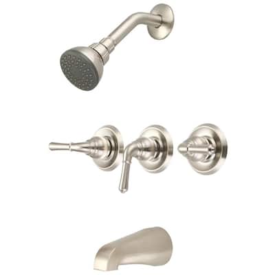 Elite 3-Handle 1-Spray Tub and Shower Faucet in Brushed Nickel (Valve Included)