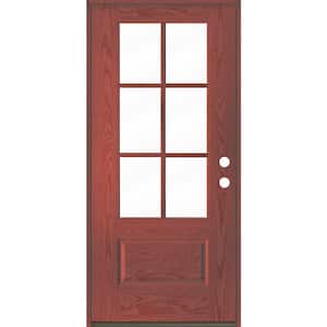 UINTAH Modern Farmhouse 36 in. x 80 in. 6-Lite Left-Hand/Inswing Clear Redwood Stain Fiberglass Prehung Front Door