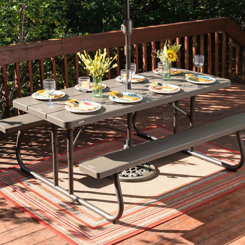 Lifetime 6-Foot Brown Folding Picnic Table with Steel Frame