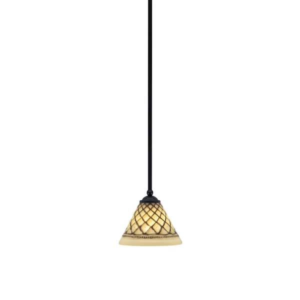 Unbranded Clevelend 100-Watt 1-Light Black Pendant Mini Pendant Light with Chocolate Icing Glass Shade Light Bulb Not Included