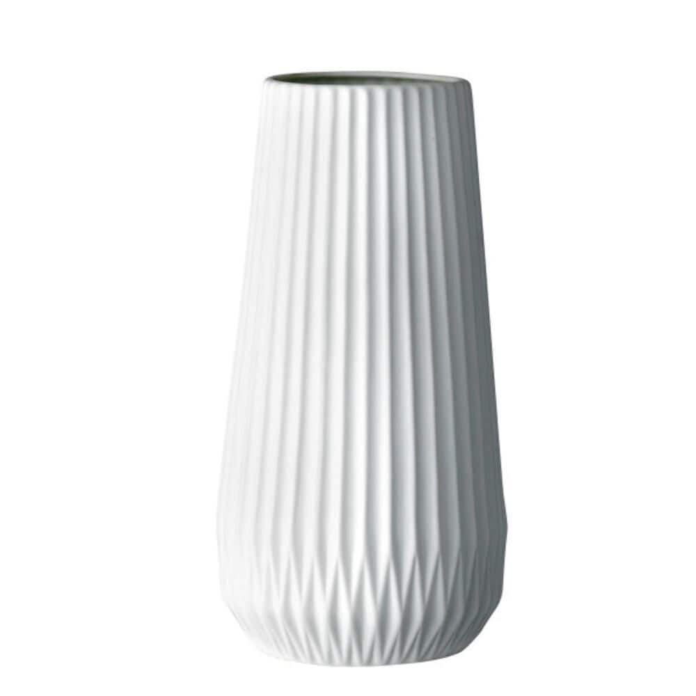 Matte White Ceramic Fluted Vase, 11.5"