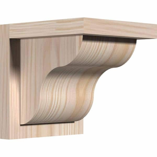 Ekena Millwork 7-1/2 in. x 8 in. x 8 in. Douglas Fir Carmel Smooth Corbel with Backplate