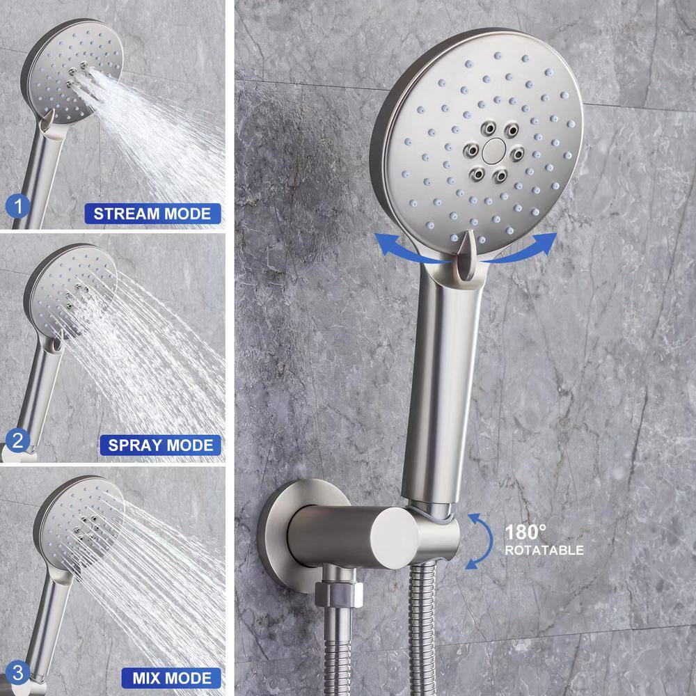 Brushed Nickel Wall Mounted Tub Faucet with Handshower
