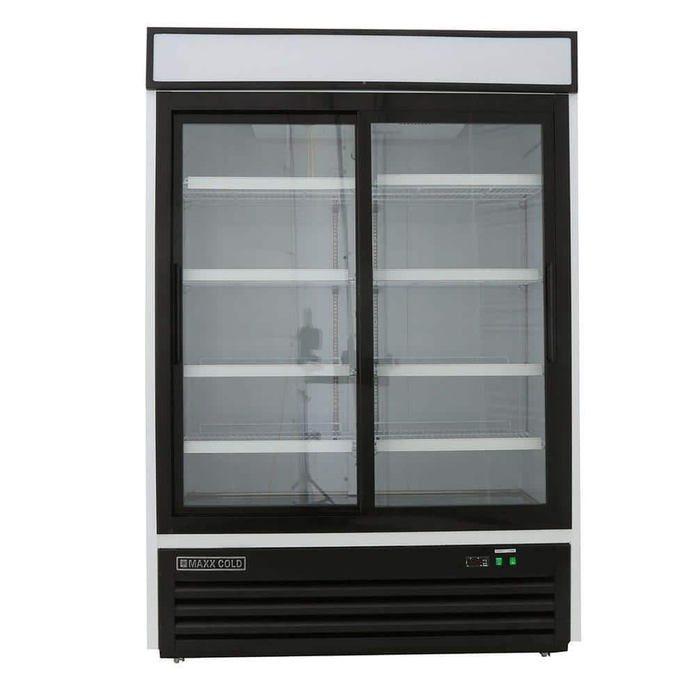 54 in. 48 cu. ft Double Glass Door Merchandiser Refrigerator, Free Standing, Stainless Steel -  Maxx Cold, MXM2-48RSHC